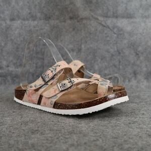 Time and Tru Shoes Womens 6 Sandals Casual Floral Toe Loop Double Buckle Straps
